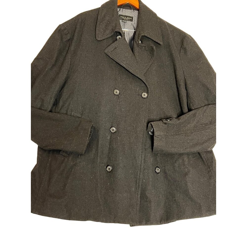 Pronto Uomo Double-Breasted Wool-Blend Peacoat 5XL Charcoal Goth